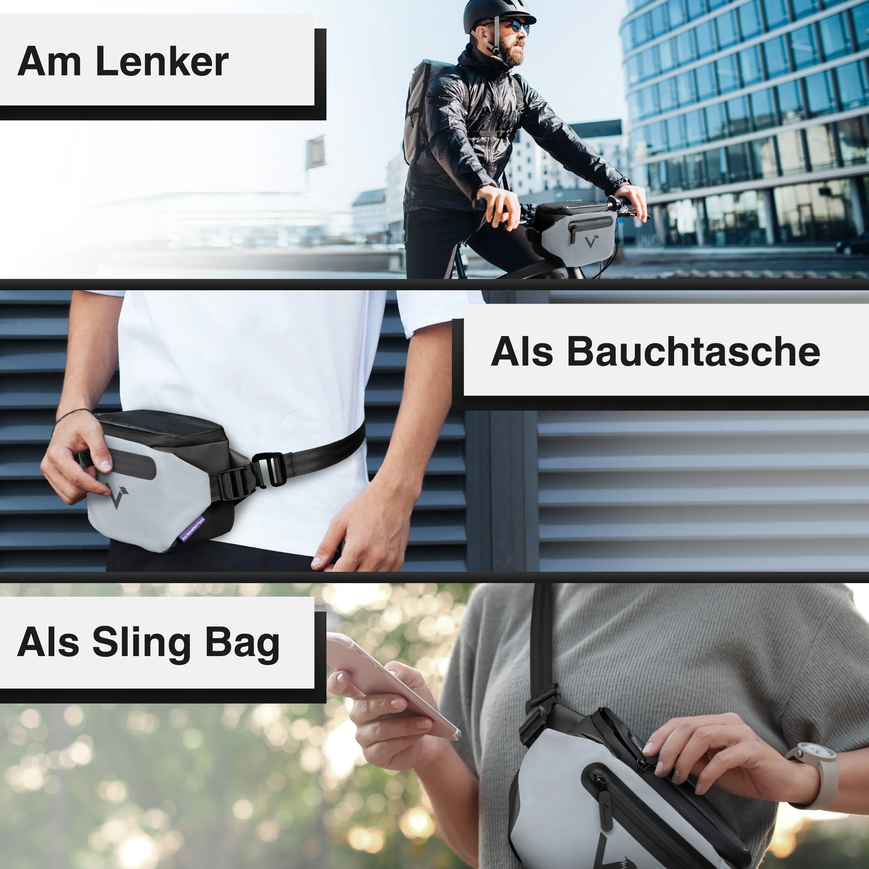 Valkental 3 in 1 City Bag - schwarz