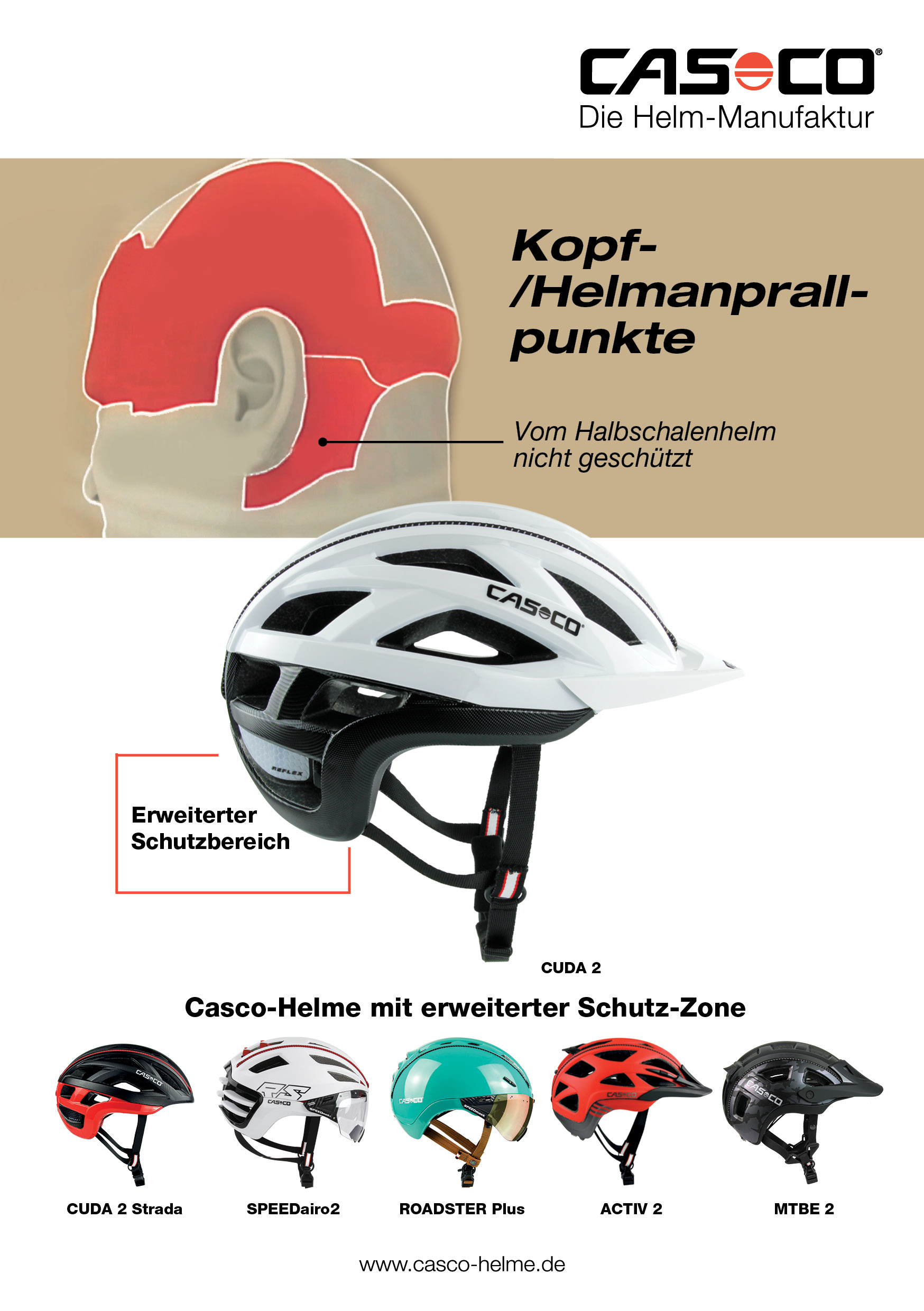 Casco Helm Cuda 2 - white/black